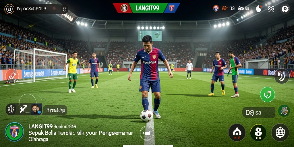 Antarmuka LANGIT99 menampilkan grafik sepak bola yang menakjubkan dan gameplay yang seru.