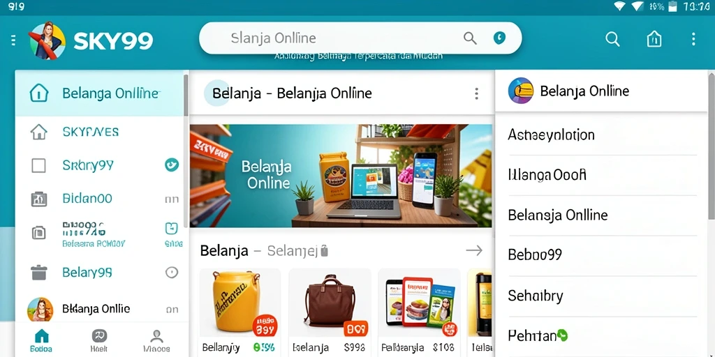Antarmuka aplikasi SKY99 yang intuitif dan sederhana untuk berbelanja.