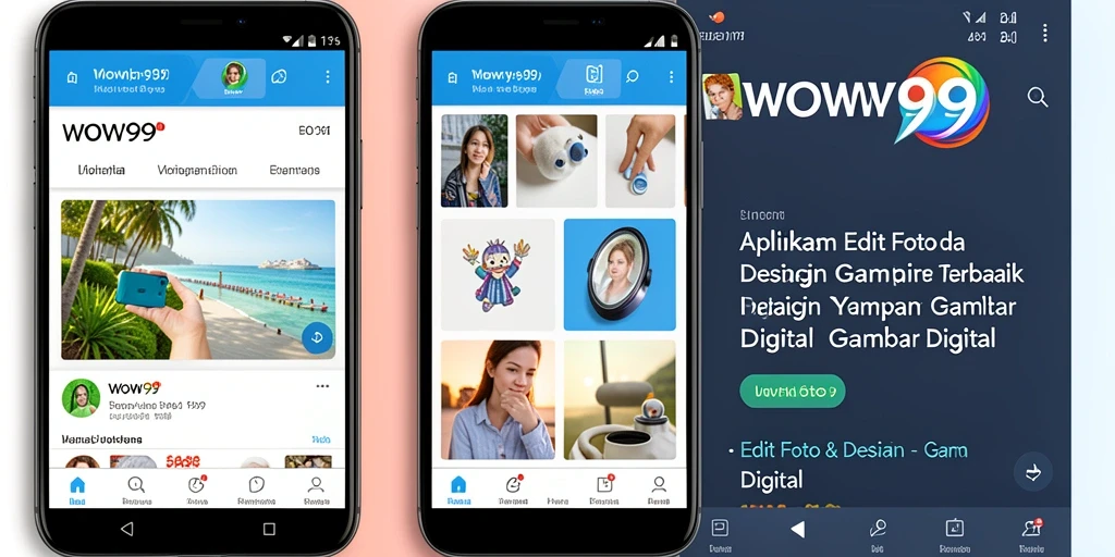 Antarmuka WOW99 menunjukkan fitur pengeditan gambar digital yang lengkap.