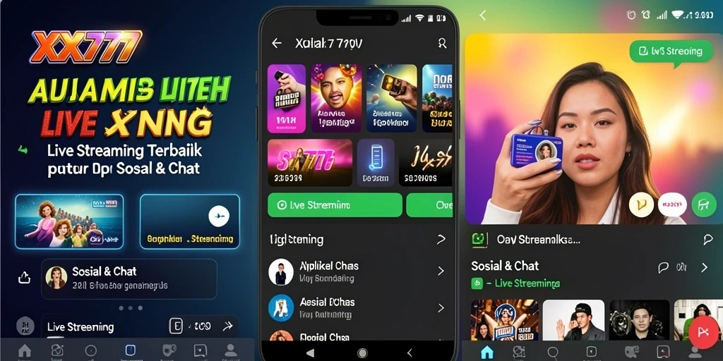 Antarmuka aplikasi Live Streaming XXX777 yang modern dan intuitif.
