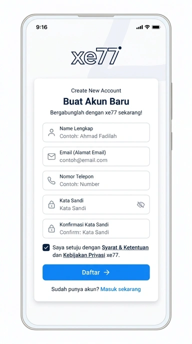 Cara Mudah Daftar Akun xe77 di Android